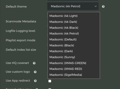 build in themes from the admin panel